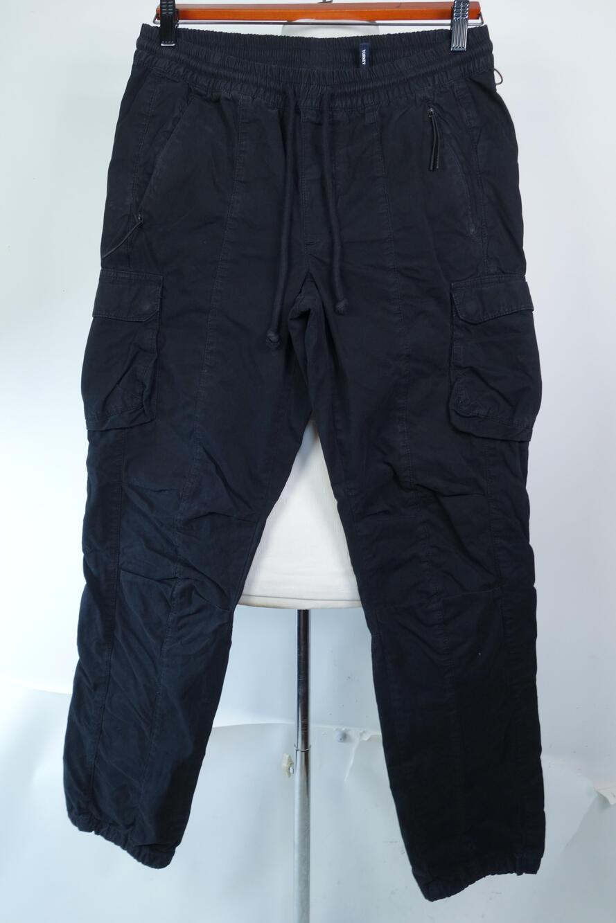 KITH Pants Mens 32x30 Black Cargo Jogger Cotton Canvas Elastic Drawstring Cuffs